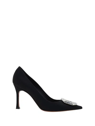Amina Muaddi Crystal Decorated Pointed High Heels In Black