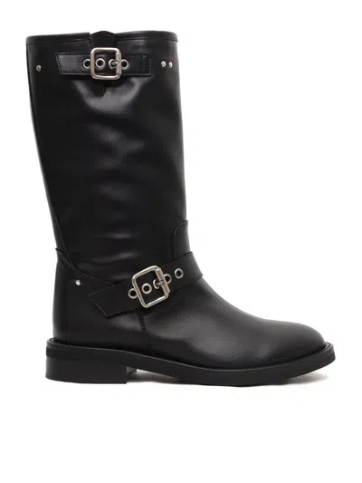 Via Roma 15 Malibu Mid-calf Leather Boots In Black