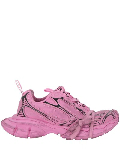 Balenciaga 3xl Distressed Canvas Chunky Trainer Sneakers In Pink