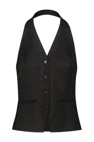 Marine Serre Moon Diamond Jacquard Top In Black