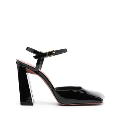 Amina Muaddi Charlotte Patent Ankle-strap Pumps In Black