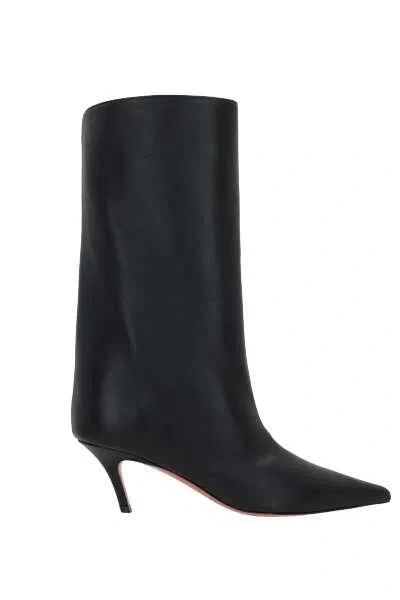 Amina Muaddi Fiona 60mm Leather Boots In Black