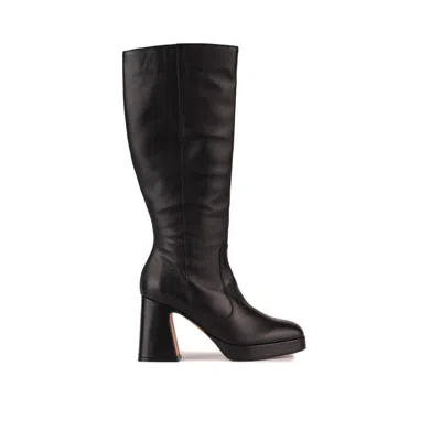 Angel Alarcon Leather Boot With Wide Heel And Platform In Black