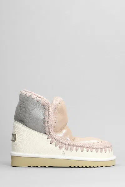 Mou Shearling-lined Moccasin Boots In Pink