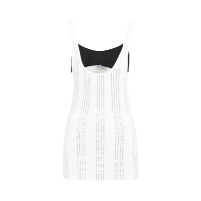 Attico Flat Ribbed Jersey Tank Top In White
