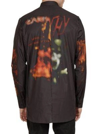 Shop Givenchy Columbian-fit Graphic Print Cotton Shirt In Black