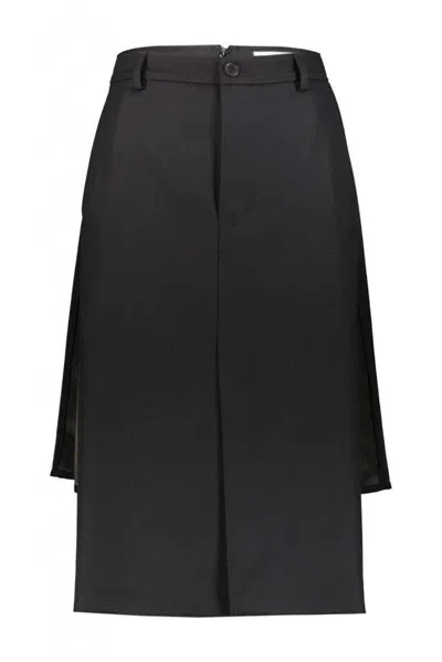 Balenciaga Flat Pencil Skirt With Front Panel In Black