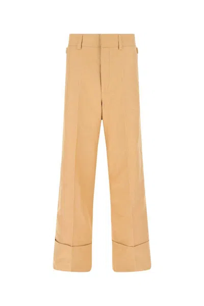 Quira Camel Cotton Wide Leg Pant In Brown
