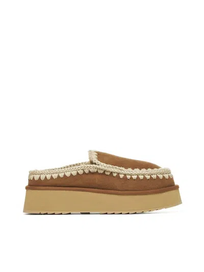 Mou Eskimo Stitching Slipper-mule In Brown