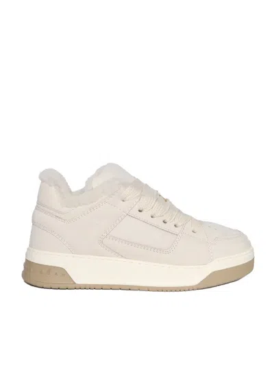 Hogan Round Toe Low-top Rubber Sole Sneakers In White