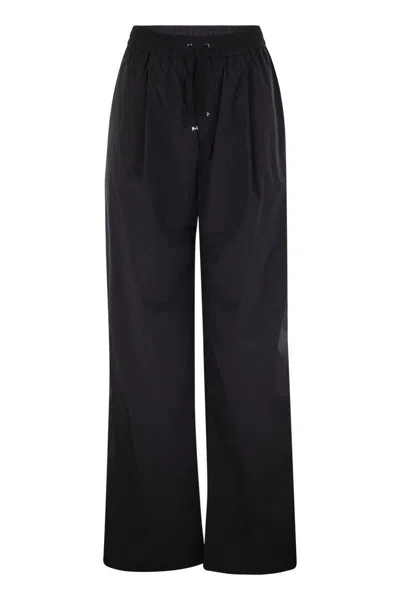 Herno Blue Pants With Elastic Drawstring Waist In Tech Fabric Woman In Black