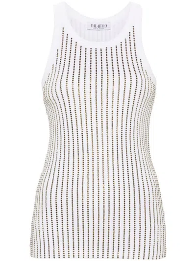 Attico Top With Crystals In White