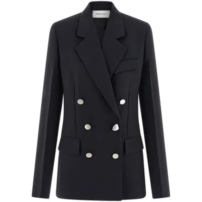Ferragamo Double Breasted Wool Blazer In Black