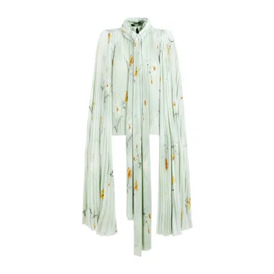 Balenciaga Cloak-inspired Floral Print Blouse In Green