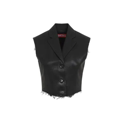 Diesel Chic Waistcoat With Luxurious Polyester And Virgin Wool Blend And Trendy Frayed Edges In Black