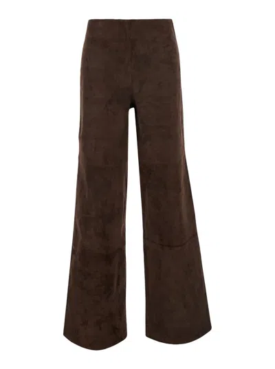 Arma Karina Stretch Suede Trousers In Brown