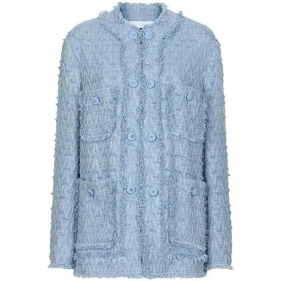 Dolce & Gabbana Light Blue Single-breasted Jacket With Logo Detail On Buttons In Cotton Blend Woman In Blue