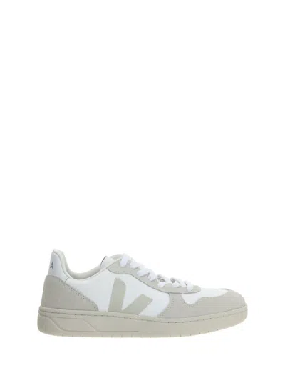 Veja Beige & White V-10 B-mesh Sneakers In White