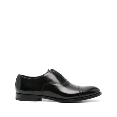 Doucal's High-shine Black Oxford Shoes With Lace-up Fastening In Black
