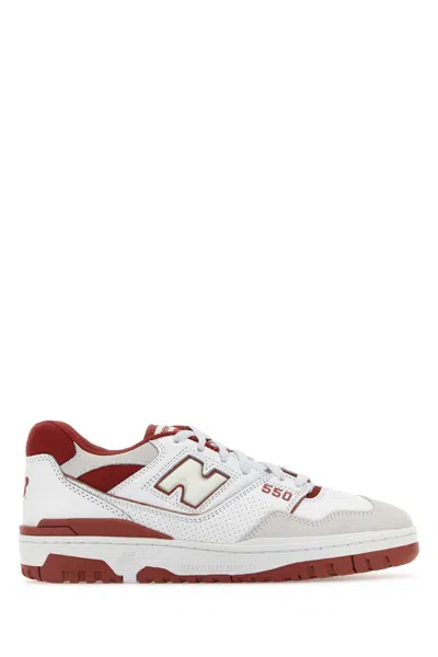 New Balance White & Red 550 Sneakers In Multicoloured