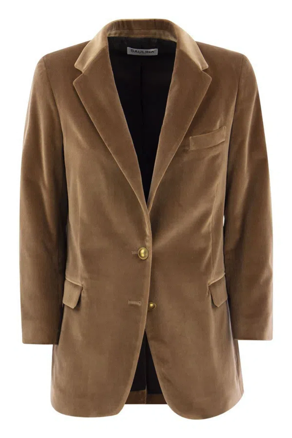 ジャケット SAULINA ANTONIA - Single-breasted velvet jacket (SAA016 1) Saulina Antonia - Single-breasted Velvet Jacket In Brown