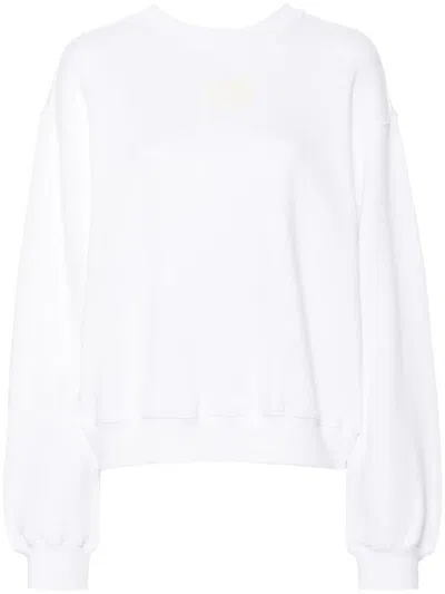 Alexander Wang Women Essential Terry Crew Sweatshirt With Puff Paint Logo In White