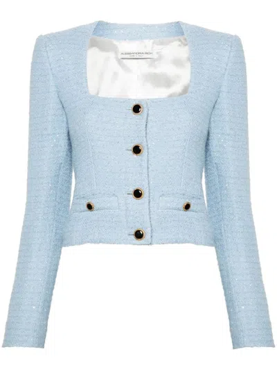 Shop Alessandra Rich Jacket With Sequins In Blue