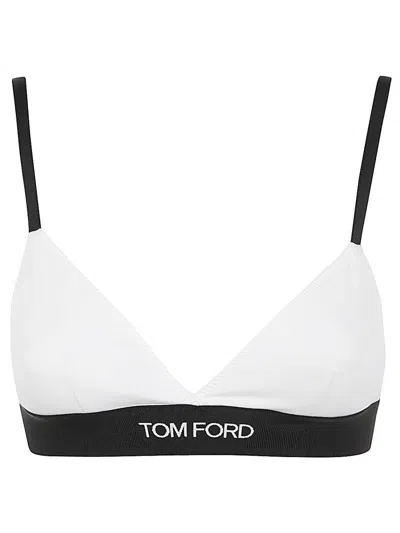 Tom Ford Classic Triangle Signature Bra With Adjustable Straps In White
