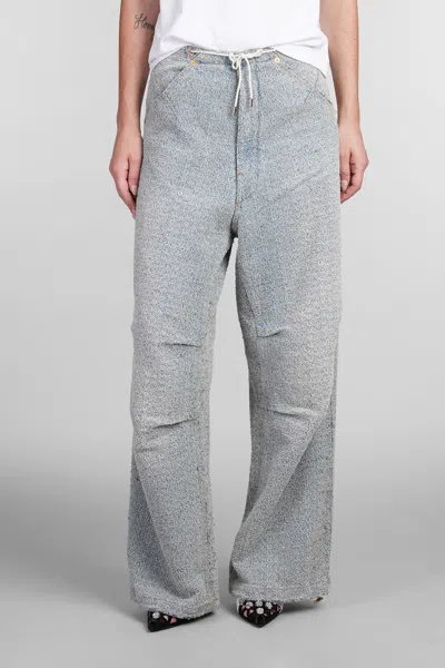 Darkpark Daisy Jeans In Cyan Cotton In Blue