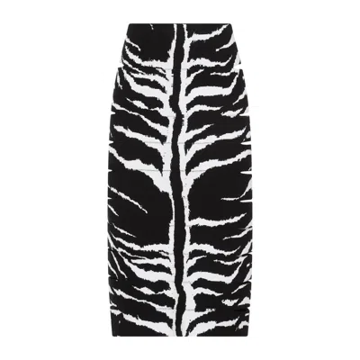 Alaïa Zebra-print Pencil Skirt With Cutout Detail In Black