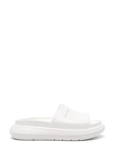 Emporio Armani Logo-embossed Slides In Beige