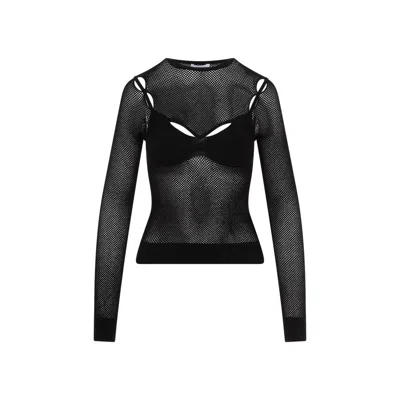 Off-white Net Arrow Bralette Black Viscose Top In Black