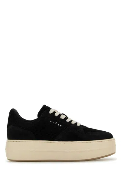 Hogan Skyscraper Suede Platform Sneakers In Black