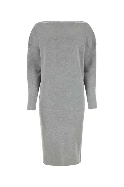 Gucci Grey Stretch Wool Blend Dress In Grey