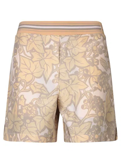Burberry Beige Silk Shorts With Print In Beige