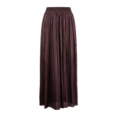 Roberto Collina Crinkled Texture Midi Pleated Sheer Overlay Skirt In Brown