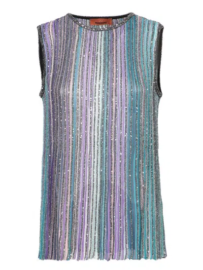 Missoni T Stripe Slvls High Nk Top In Multicolor
