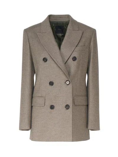 Pinko Tenaglia Double-breasted Wool Blazer In Brown