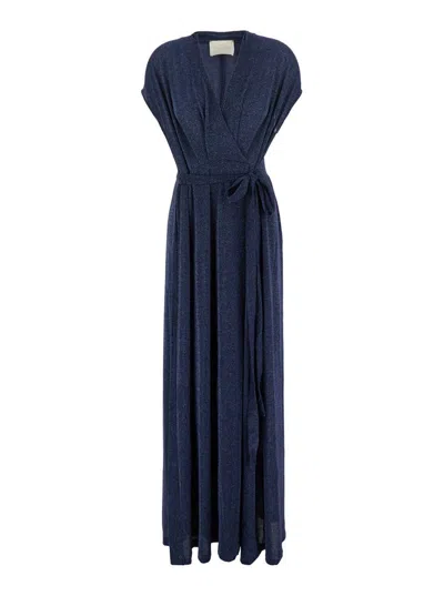 MOMONÍ 'COTONARIA' BLUE LONG DRESS WITH WAIST KNOT 