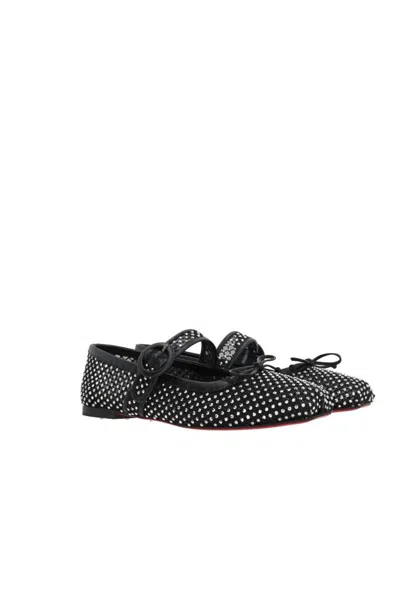 Shop Christian Louboutin Flats In Black+crystal