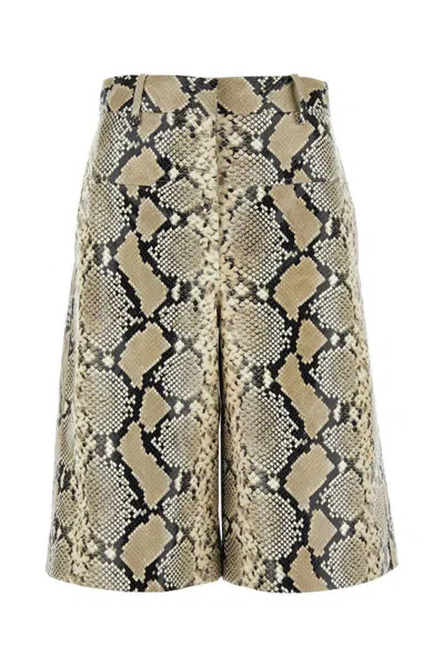 Jil Sander Python-effect Leather Bermuda Shorts In Multicolor