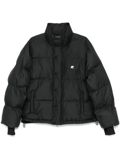 Courrèges Logo-embroidered Puffer Jacket In Black