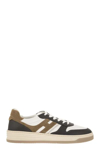 Shop Hogan H630 - Leather Lace-up Trainers In Brown