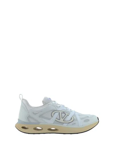Valentino White Leather And Fabric Vlogo Easyjog Sneakers In White