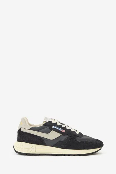 Autry Reelwind Running Sneakers In Suede And Nylon In Black