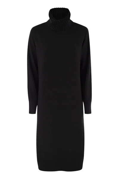 Fabiana Filippi Women's High Neck Dress With Sequins In Black