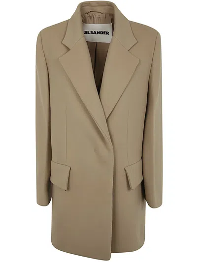 Jil Sander Short Double Breasted Tailor Made Crombie In Brown