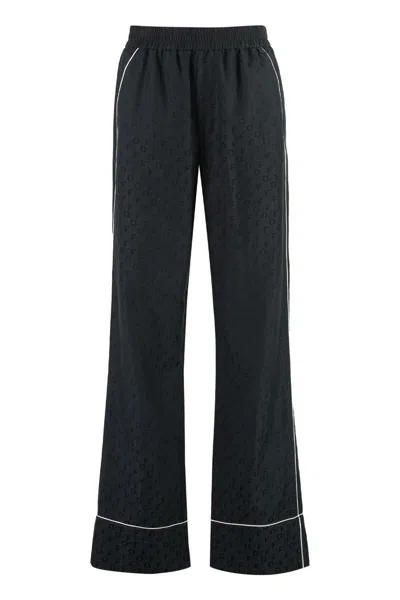 Off-white Straight-leg Pyjama-inspired Trousers In Black