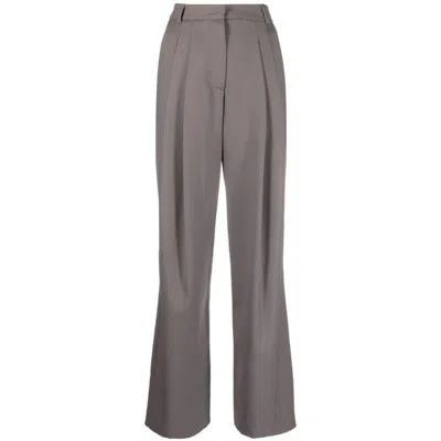 Low Classic Basic Long Wide Leg Wool Pants In Grey