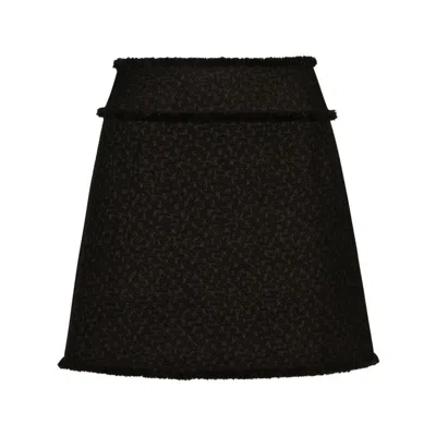 Dolce & Gabbana Rush-stitch Skirt With Side Slit In Black